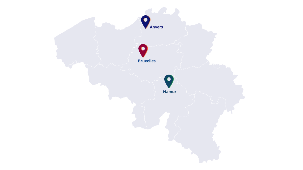 Landkaart België met onze zetels FR