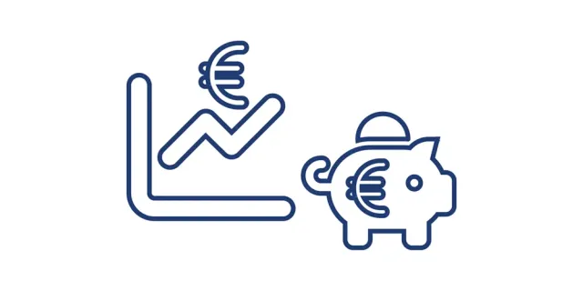 Tekening van een beursgrafiek en een spaarvarken